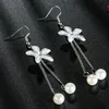 2 Colors Pearl Flower Charm Ladies Vintage Stud Earrings Bridal Earring Jewelry EAR1004