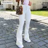 Jean évasé femme taille haute Beige blanc pantalon pour femme vêtements Jean Y2k Denim pantalon vêtements maman 211129