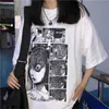 Yaz Moda Junji Ito Korku Manga Uzumaki T-shirt kadın Grunge Estetik Anime Tee Hipsters Harajuku Stil Gömlek 210518
