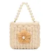 Evening Bags Fashion Flower Pearl Chain Acrylic Handbag Women Mini Tote Bag Knitted Designer Small Purses Wallet For Girls Birthday Gift
