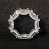 Ins Top Sell Brand Desgin Weddding Pierścienie luksusowa biżuteria Prawdziwa 925 srebrna srebrna księżniczka Cut White Topaz Party CZ Diamond Women E6960479