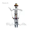 Skrämmande rörlig uppblåsbara demonskelett zombie marionett med hatt 3,5m vit vuxen promenader spränga död ben kostym för halloween och konsert scen show