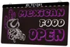 Tc1341 mexikansk mat öppen bar ljus tecken dual färg 3d gravyr
