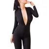 Catsuit Kostuums Vrouwen Lingerie Crotchless Bodysuit Lange Mouwen Rits Jumpsuit Nachtkleding