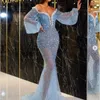 High Quality Mermaid Evening Dresses Real Pictures Luxury Heavy Pearls Sequined Prom Dress Abiti Da Cerimonia Da Sera Formal Long 2100327