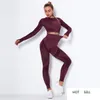 Yoga Set Dames Sport Gym Set Crop Top Lange Mouw Hight Taille Leggings