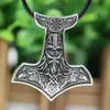 Langhong Legendary Odin Amulet Pendant Halsband Norska Viking Odins Hammer med Raven och Vegvisir Pendant Halsband Smycken X0707