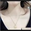 & Pendants Drop Delivery 2021 Simple Letter Love Necklace Round Pendant Gold Color Fashion Titanium Steel Woman Jewelry Gift Never Fade Neckl