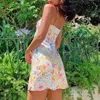 Floral Print Boho Summer Slip Dress Femmes Sans Manches En Mousseline De Soie Plage Robe Courte Spaghetti Strap Mini 210427