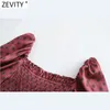 Kobiety Vintage Square Collar Polka Dots Print Krótki Smock Bluzka Kobiet Chic Elastyczne Ruffles Slim Koszula Blusas Topy LS9018 210420