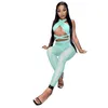 2022 Summer Women Tracksuits Sexy Hollow Out Three Piece Sheer Yoga Pants Set Designer Clothing Neck Hanging Cross Splicing