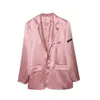 Chaqueta holgada de manga larga con muescas para mujer, color rosa, talla grande, informal, para primavera y verano, 16F0781 210510