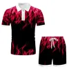 Мода молния мужские наборы летние мужские шорты 2022 цифровой печатный повседневная рубашка поло + короткий пробег дышащий спортивный набор G220224