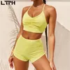 Summer tracksuit women two piece set Sexy slim sports vest wild Casual straight short sweat suits pants suit 210427