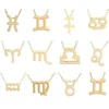 Hanger kettingen 12 Zodiac Sign met cadeaubon Constellations Goudketens Choker voor vrouwen mode verjaardag juwelen kraag