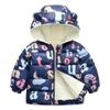 Autumn Winter Hooded Children's Down Jackets For Baby Boys Girls Solid Thick Fleece Warm Kids Top Coats Outerwear Clothes 211222