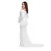 Cotton Off Shoulder Maternity Photography Props Gown Dress Sexy Women Party Dress Pregnancy Photo Shooting Maxi Dresses 2019 New Q0713