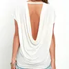 ファッションオープンバックTシャツの女性のカジュアルなバックレス半袖夏の服緩いO-ネックトップスティーブラックホワイトレディースTシャツ
