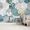 Custom Mural Wallpaper Nordic Tropical Plant Leaf 3D Geometric Line Fresco Living Room TV Background Wall Mural Papel De Parede