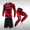 3 PCS Survêtements Costume Hommes Courir Costume De Sport MMA Compression Sportswear Rashguard Mâle Bodybuilding T-shirt Pantalon Homme Formation 211023