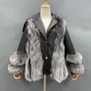 Women's Fur Women's & Faux Real Jacket Winter Women Warm Fashion Brown Genuine Sheepskin Leather Collar Coat