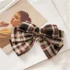Korean New Three Layer Plaid Large Cross Bow Hairpin For Women Fashion Fbric Style Girls Sweet Hair Accessories Hair Clips