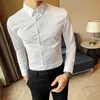 Camicia casual primaverile da uomo manica lunga slim fit camicie eleganti da lavoro formali nero bianco ufficio abiti sociali chemise homme 210527