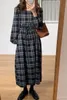 Femmes robe à carreaux coréen lâche chèque Japon Harujuku Kawaii manches longues Ins robes O-cou décontracté robe longue robes QT295 210518