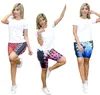 Nouveau femmes survêtements d'été tenues à manches courtes casual blanc T dessus de chemise + pantalon court deux pièces ensemble grande taille S-2XL lettre costumes de sport imprimer sportswear 4768