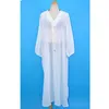 Tunics For Beach Pareo Dress White Bikini Cover Up With Lace Eage V-neck Robe De Plage Sarong Chiffon Praia Mulher Women's Swimwear