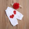 0-24M My 1st Valentine's Day born Infant Baby Girls Clothes Set Ruffles Romper Red Skirts Outfits Cute Costumes 210515