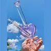 9 pouces verre rose Bong forme de coeur narguilé Shisha bécher Dab plate-forme fumer tuyau d'eau filtre barboteur avec receveur de glace