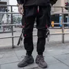 Mężczyźni Hip Spodnie Cargo Streetwear Harajuku Joggers Spodnie Taktyczne Zipper Kieszenie Hiphop Swag Wstążka Harem Spodnie Śledź Spodnie 210723