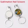 Sublimation Blank Keychain Favor En Acier Inoxydable Pliable Ciseaux À Ongles Multi DIY Logo Mini Outil Porte-clés