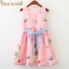 Bear Leader Girls Dress Summer European and American Style ShortSleeve Children Flower Pattern Princess Dress Girls Dresses 3-8Y 210708