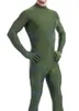 Costume de Catsuit pour hommes en Lycra Spandex vert foncé fermeture éclair au dos Sexy hommes Costume de corps Costumes tenue unisexe sans tête fête d'halloween 246O