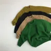 Baby Pullover Herbst und Kinder tragen langärmelige Rundhalsausschnitt dick grün stricken Mädchen Tuch 210515