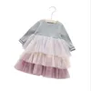 2-7Yrs Kinder Mädchen Tutu Kuchen Kleid Frühling Kinder Mädchen Langarm Kleid Baumwolle Geschichteten Kleider für Mädchen Kleidung Q0716