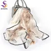 [BYSIFA] Female Spring White Chiffon Silk Scarves New Floral Design Long 100% Silk Scarf Shawl Autumn Winter Women Neck Scarf Q0828