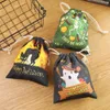 Canvas Halloween Decoration Candy Bag Gift Wrap Pumpkin Witch Human Skeleton Ghost Cartoon Bags Drawstring Pocket Children Trick Or Treat Party Supplies TE0060