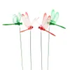 10 stks / partij Kunstmatige Dragonfly Butterflies Tuin Decoratie Outdoor 3D Simulatie Dragonfly Stakes Yard Plant Gazon Decor Stick Q0811