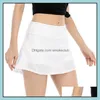 Fitnessbenodigdheden Buiten Lu Yoga Outfit met X Logo Sport Golf Korte Mid-Taille Geplooide Nep Tweedelige Shorts Rok Back Taille Rits POC