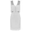 Summer Women's Chic Silver Fringed Mini Dress Sexy V-neck Celebrity Party Bandage Oil Printed 210525