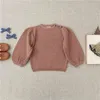 Enkelibb Soor Compon Kids Girl Puff Sweaters Merk Ontwerp Vintage Stijl Kinderkleding Veer Tops Topkwaliteit Peuter 211104