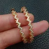 Trendy Wave Cubic Zirconia Pave Gold Color Plated Hoop örhängen för kvinnliga tillbehörsmycken Pendientes Mujer Moda Huggie