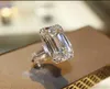 Luxury 100% 925 Sterling Silver Emerald cut 5ct Simulated Diamond Wedding Engagement Cocktail Women Moissanite Rings Fine Jewelry290S