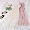 Donne Dolce Dolce Dress Dress Summer Sexy V Collo V brillante Star Sequins Prom-Abiti eleganti Laides Tulle Vestidos Mujer 210525