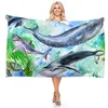 Mode baleine dauphin Rectangel serviette de plage séchage rapide microfibre serviettes de bain Sports de plein air Camping pique-nique couverture