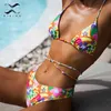 Triangolo brasiliano Micro Bikini Set String String Backlwimsuit Swimwear ad alto taglio Donne Beach Wear Sexy Stampa Costume da bagno Biquini X0522