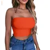 Femmes Tube Tops Sans Manches Dos Nu Sexy Nombril Exposé Sans Bretelles Solide Couleur Street Style Mode Slim Fit 210522